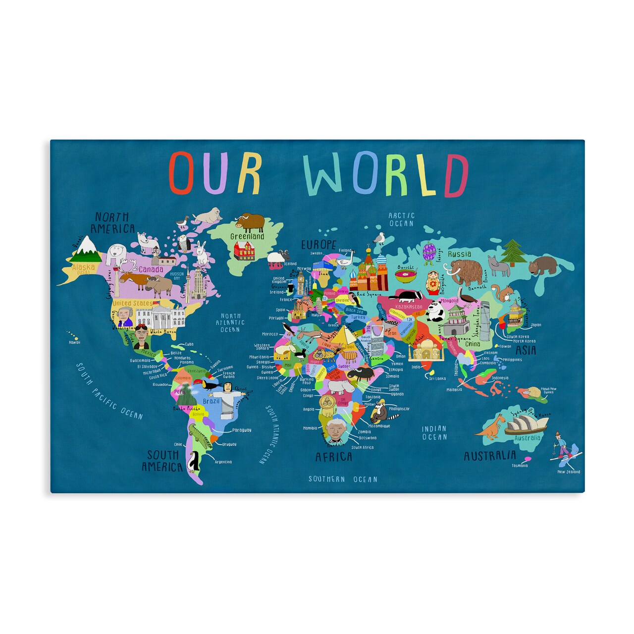 Stupell Industries Our World Map Canvas Wall Art Design by Carla Daly